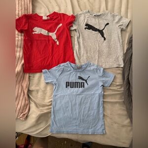 Puma Kids' Short Sleeve T-Shirt Trio - Red, Gray, Blue